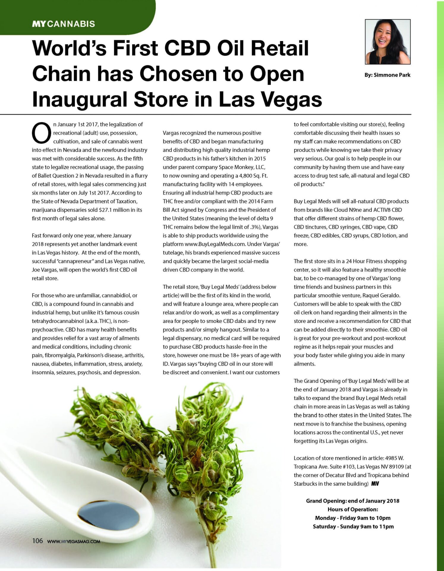 World’s First CBD Oil Retail Chain has Chosen to Open Inagural Store in Las Vegas